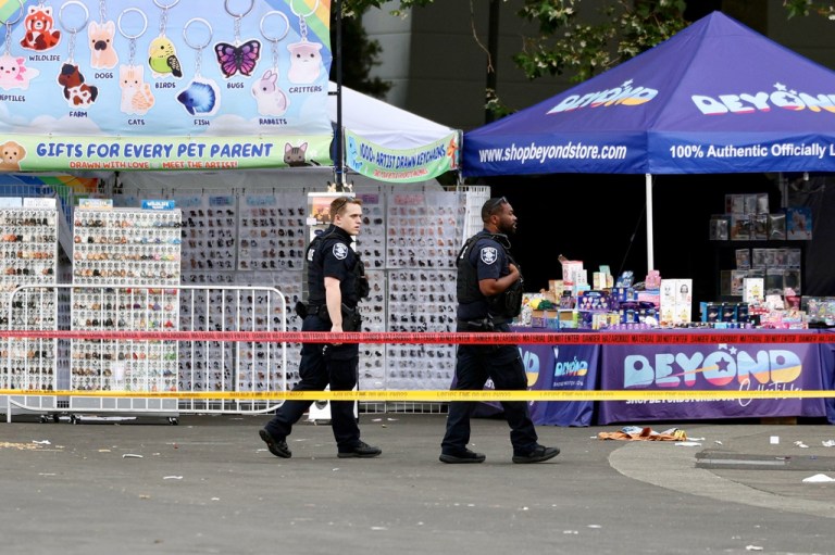 Police officers responding to a shooting in Seattle, Washington, on July 26, 2026.