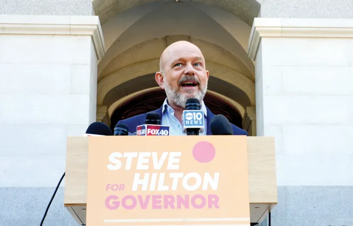 California Republican gubernatorial candidate Steve Hilton at the Capitol in Sacramento, June 3, 2026. (Rich Pedroncelli/AP)