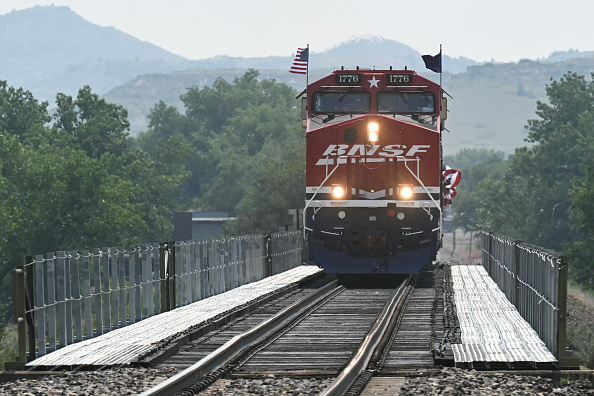 The "Freedom250 train" on his way to attend the grand opening of the Theodore Roosevelt Presidential Library in Medora, North Dakota.