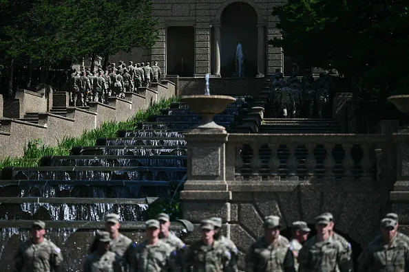 Members of the National Guard attend a