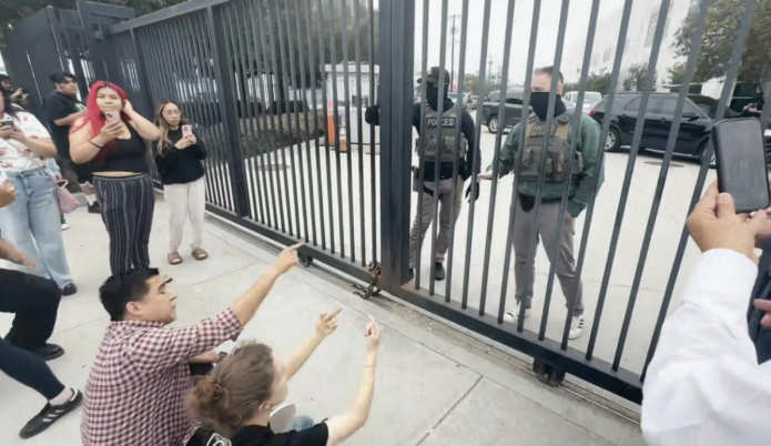 SEIU California President David Huerta obstructing an immigration raid in Los Angeles