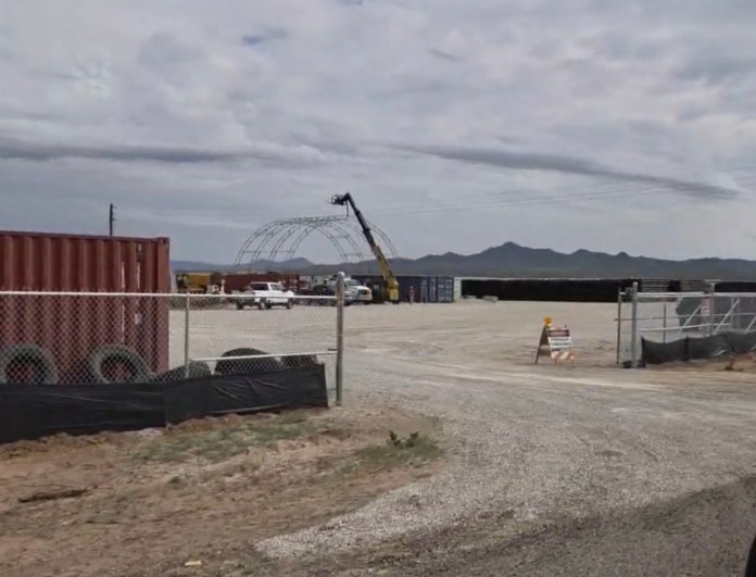 Thirty-foot-tall border wall beams are on site near Big Bend National Park.