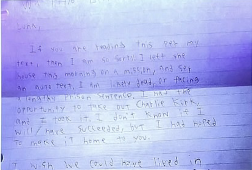 The confession note allegedly written by Robinson.