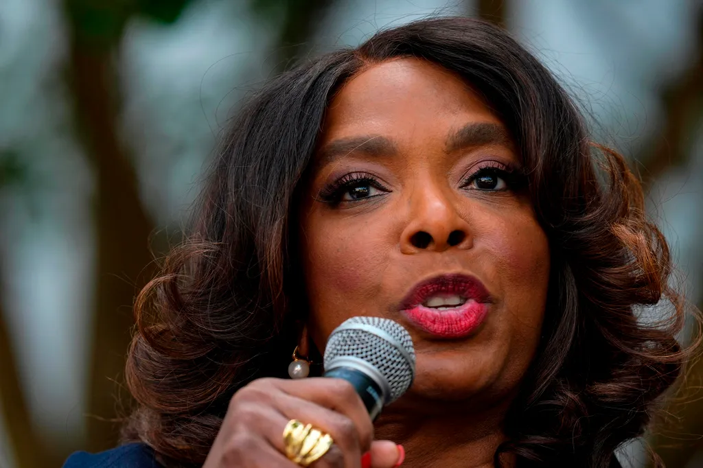 U.S. Rep. Terri Sewell, D-Ala., speaks outside the Alabama state house during a special session of the Alabama Legislature, Tuesday, May 5, 2026, in Montgomery, Ala. (AP Photo/Mike Stewart)