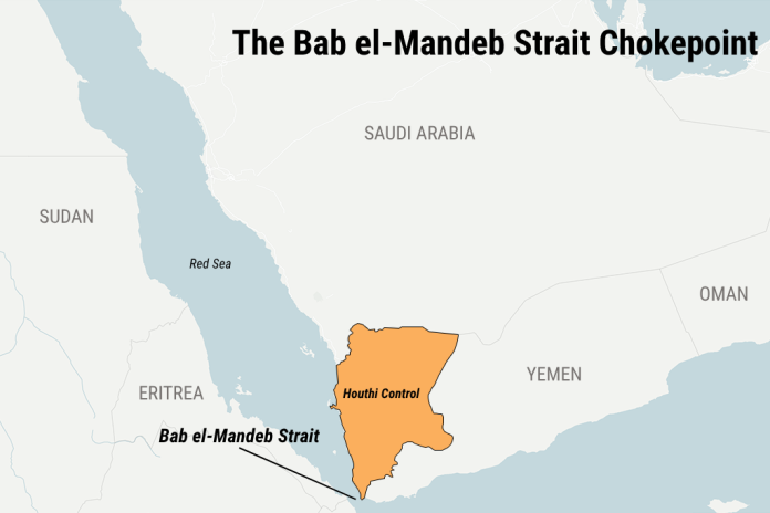 Map of the Bab el-Mandeb Strait chokepoint