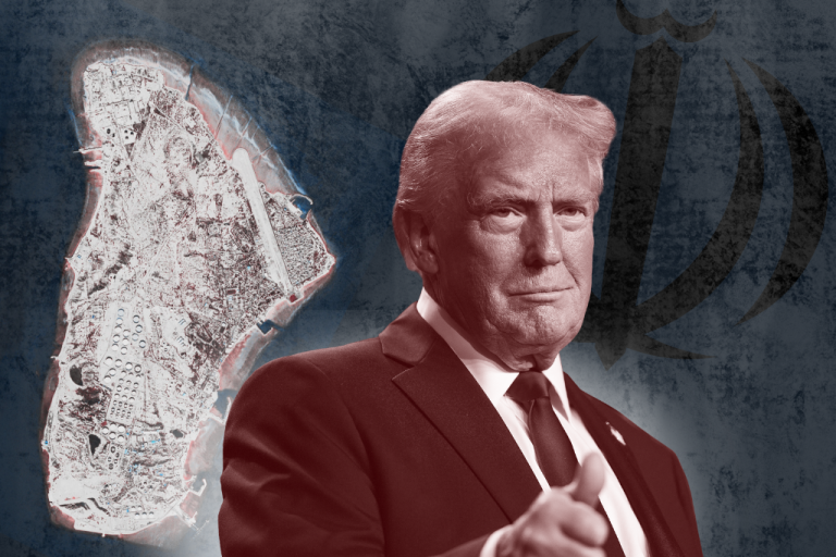 Graphic of Trump with Kharg Island