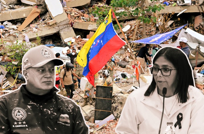 Venezuelan Minister of Interior, Justice and Peace Diosdado Cabello (L) and Executive Vice President Delcy Rodriguez (R).
