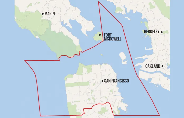 California’s 11th Congressional District includes the Farallon Islands not shown here..