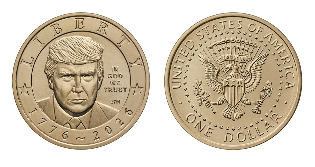 US Treasury releases photos of $1 gold Trump coin