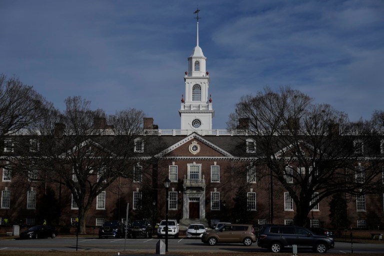 The Delaware Legislative Hall, the state capitol building of Delaware, is seen in Dover, Del., Tuesday, Dec. 17, 2024. (AP Photo/Carolyn Kaster)