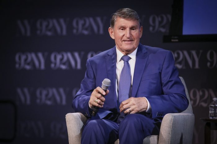 Joe Manchin discusses his memoir "Dead Center: In Defense of Common Sense" at The 92nd Street Y on Monday, Sept. 15, 2025, in New York. (Photo by Andy Kropa/Invision/AP)