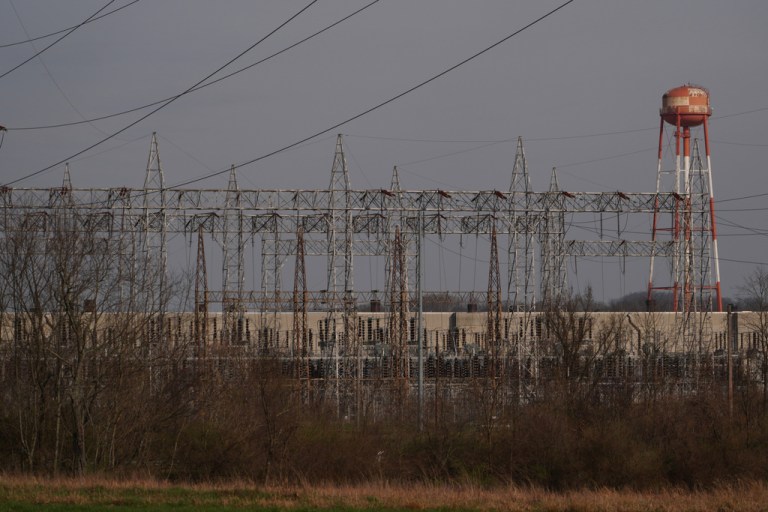 The Portsmouth Gaseous Diffusion Plant, a decommissioned uranium enrichment plant, is visible after the U.S. Department of Energy announced a new data center at the site Friday, March 20, 2026, in Piketon, Ohio. (AP Photo/Joshua A. Bickel)