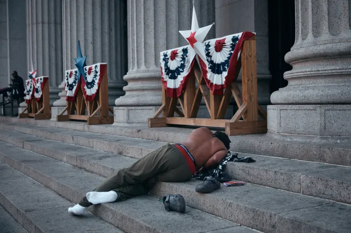 A homeless man in NYC.