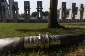 Interior Department blames vandals for bubbles pouring out of World War II Memorial
