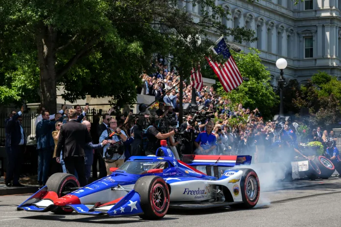 David Malukas driving a race car