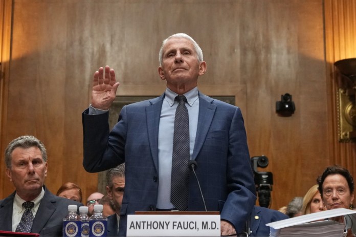 Dr. Anthony Fauci is sworn in before the Senate Homeland Security and Governmental Affairs Committee