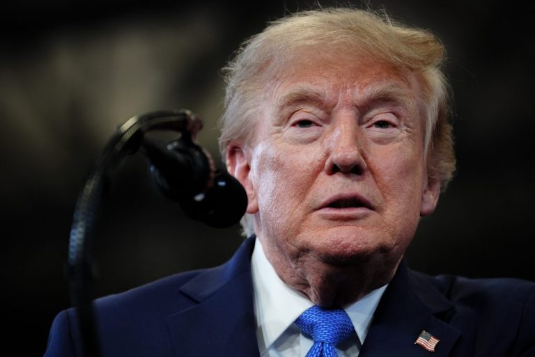 President Donald Trump speaks at the David Mack Center for Training and Intelligence, Friday, Aug. 14, 2026, in Garden City, New York.