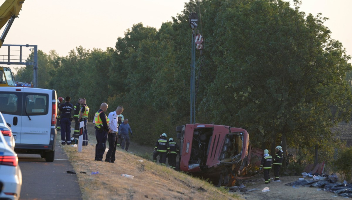 A bus crash in Hungary kills 12 people, injures at least 10 others