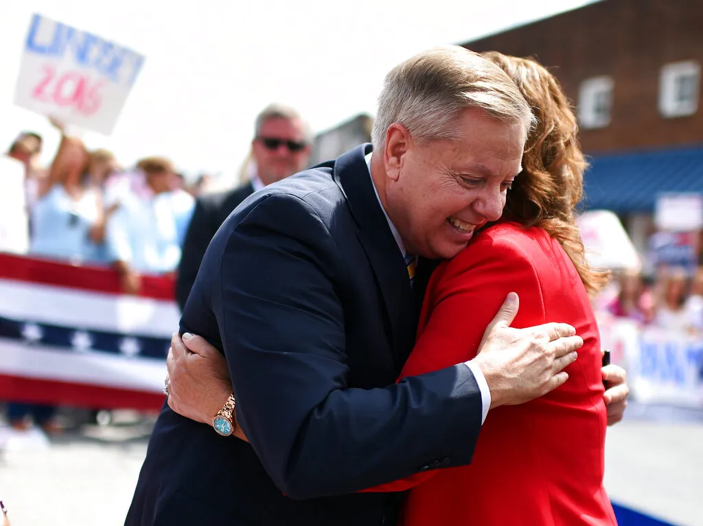 The late Sen. Lindsey Graham with his sister, Sen. Darline Graham Nordone