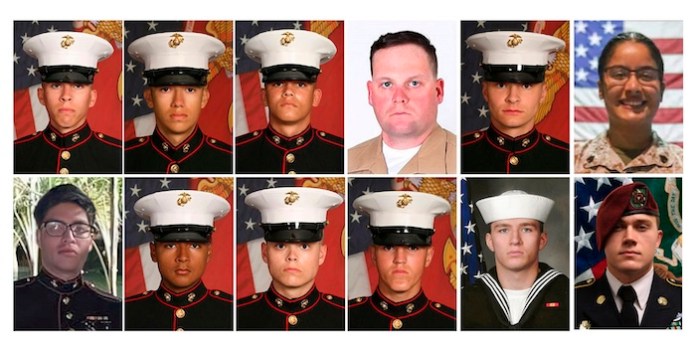 Photos showing 12 service members killed in the Kabul airport bombing in Afghanistan