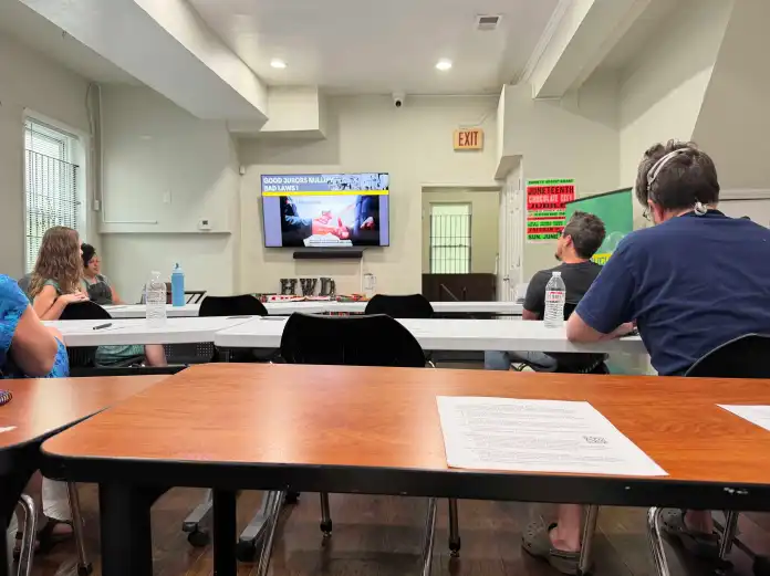 A photo taken at a jury nullification workshop.