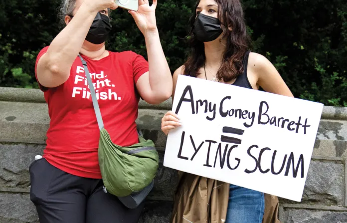 A protest in Washington, D.C., sparked by a leaked draft opinion indicating that the Supreme Court was soon to overturn Roe v. Wade, May 14, 2022. (Tom Williams / CQ-Roll Call / Getty)