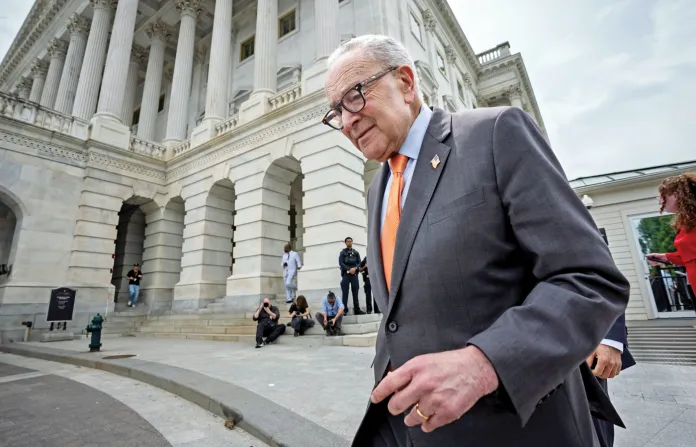 Schumer leaves the Capitol in Washington, D.C., June 18, 2026. (J. Scott Applewhite/AP)