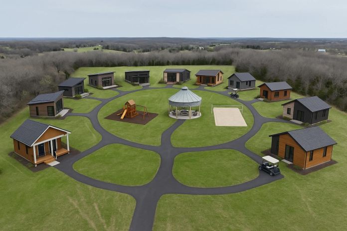 A drawing of what one of the Freedom 13 camps will look like when completed. 