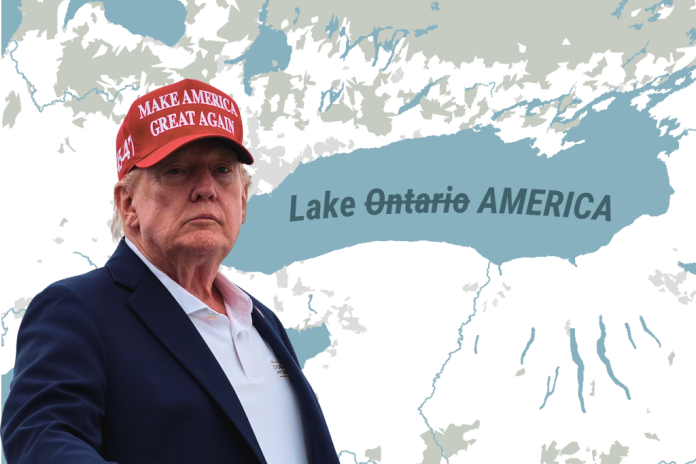 Graphic of Donald Trump and Lake Ontario
