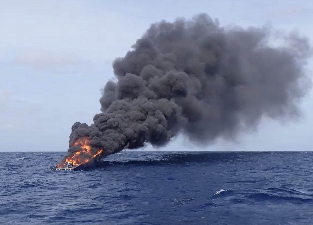 Coast Guard torches suspected drug boat carrying cocaine to US