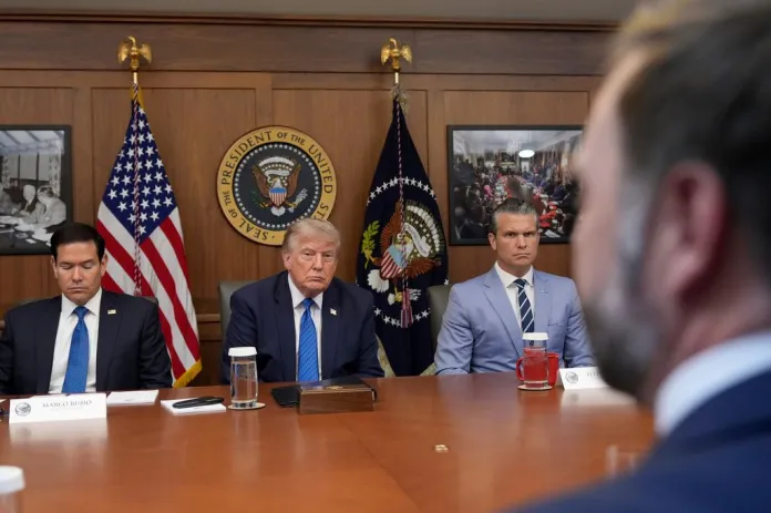 Trump, Hegseth, Rubio, and Vance in a Cabinet meeting. (AP)