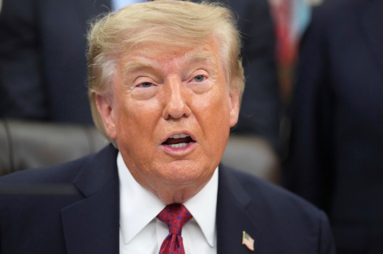 President Donald Trump speaks in the Oval Office of the White House, Monday, Aug. 31, 2026, in Washington.