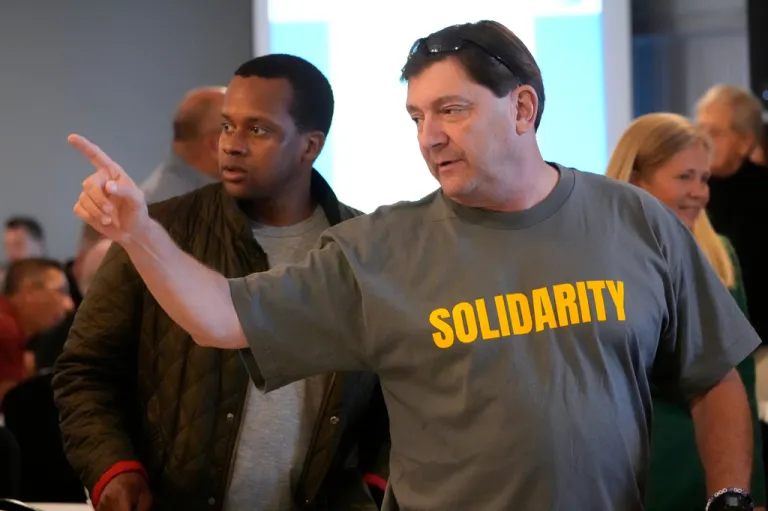 Troy Jackson, Democratic candidate for U.S. Senate, attends the Southern Maine Labor Council breakfast, Monday, Sept. 7, 2026, in South Portland, Maine.