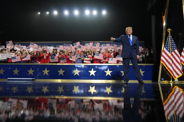 President Donald Trump arrives to speak during the RNC Midterm Convention, Wednesday, Sept. 9, 2026, at the American Airlines Center in Dallas.