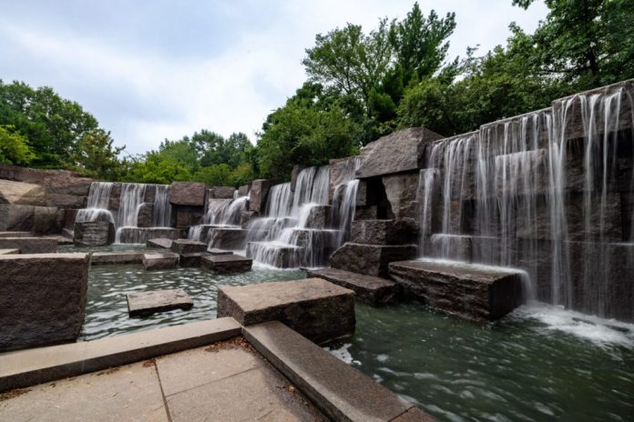 The Franklin Delano Roosevelt Memorial in Meridian Park in Washington, D.C.