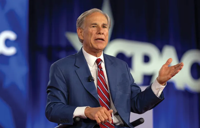 Greg Abbott (R-TX) speaks in Dallas, March 27, 2026. (Gabriela Passos/AP)