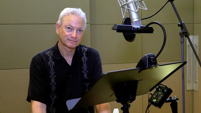 Man in front of a microphone