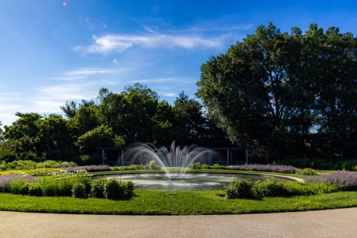 The George Mason Memorial fountain in Meridian Park in Washington, D.C.