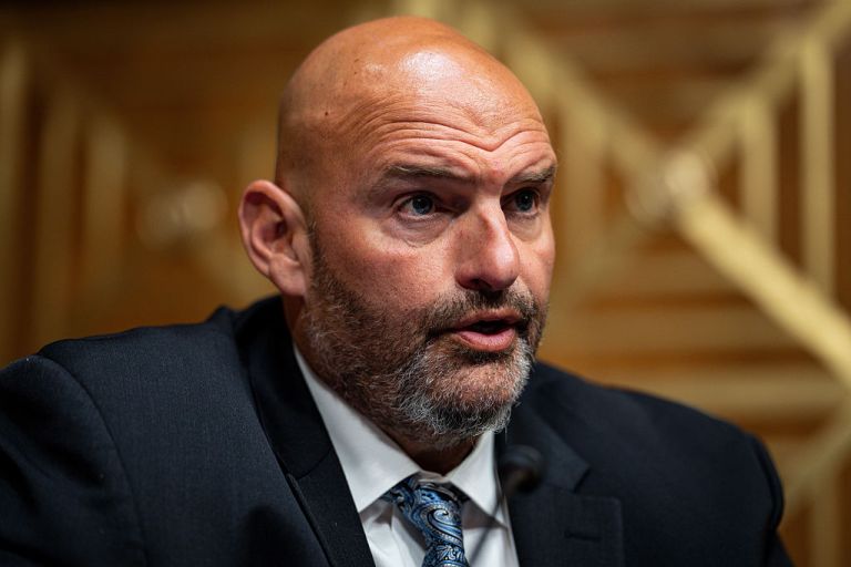 Senator John Fetterman, a Democrat from Pennsylvania, speaks during a Senate Homeland Security and Governmental Affairs Committee hearing in Washington, DC.