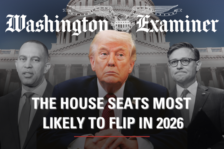 Graphic featuring Trump, Jeffries, and Johnson in front of the Capitol Building. (Graphic by Christine Valora/Washington Examiner; photos by AP)