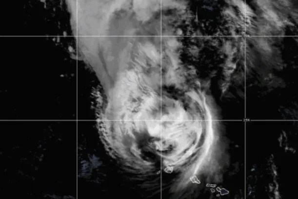 This satellite image provided by NOAA shows Hurricane Lowell near Hawaii on Tuesday, Sept. 8, 2026. (NOAA via AP)