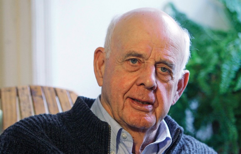 Author Wendell Berry talks with a reporter at his home in Port Royal, Ky., March 10, 2011. (Ed Reinke,/AP)