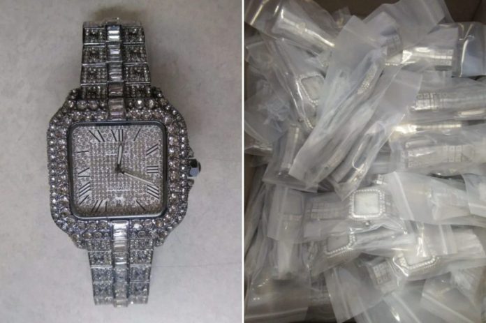 Two hundred counterfeit Cartier watches were seized by federal law enforcement during an inspection of international mail shipments. (U.S. Customs and Border Protection)
