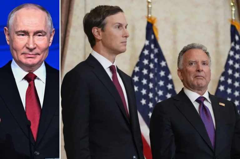 Russian President Vladimir Putin, U.S. Special Envoys Jared Kushner and Steve Witkoff