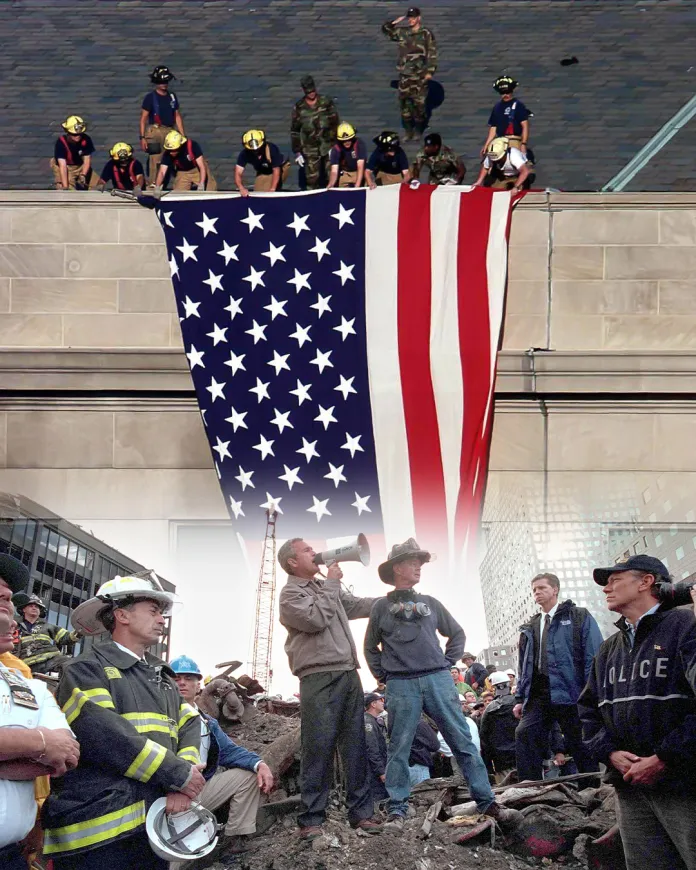 Firefighter and George W. Bush during 9/11