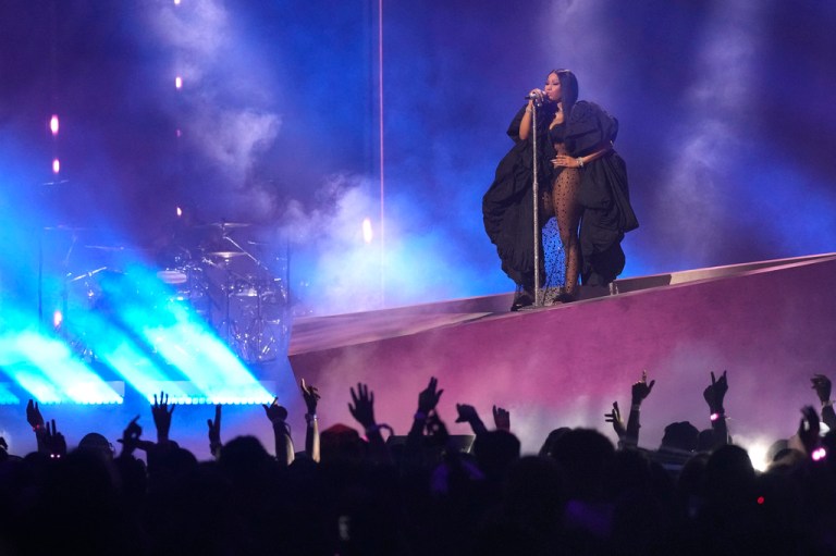 EXCLUSIVE — International rap sensation Nicki Minaj will appear alongside President Donald Trump in Port Huron, Michigan on Sunday as he continues his final push to support Republican candidates ahead of the 2026 midterm elections. (Photo by Charles Sykes/Invision/AP)