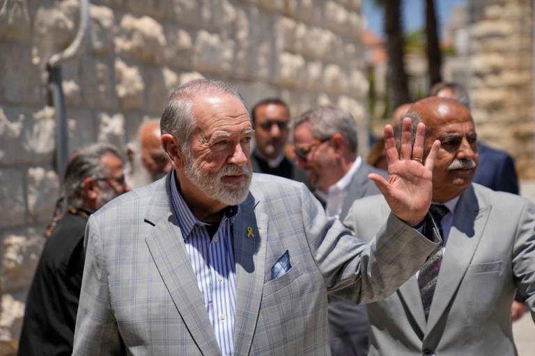 Mike Huckabee arrives in the West Bank