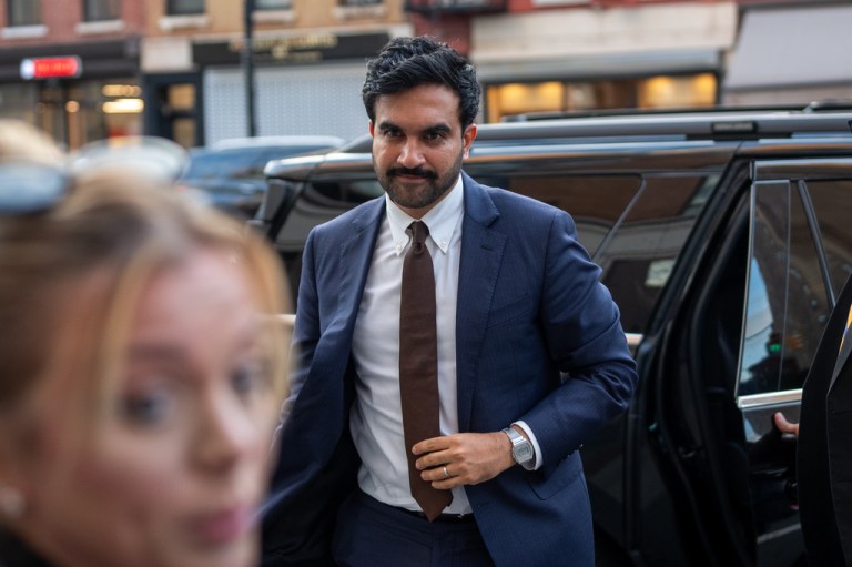New York Mayor Zohran Mamdani arrives for a 9/11 Interfaith Peace Walk and Talk, Thursday, Sept.10, 2026, in New York. (AP Photo/Adam Gray)