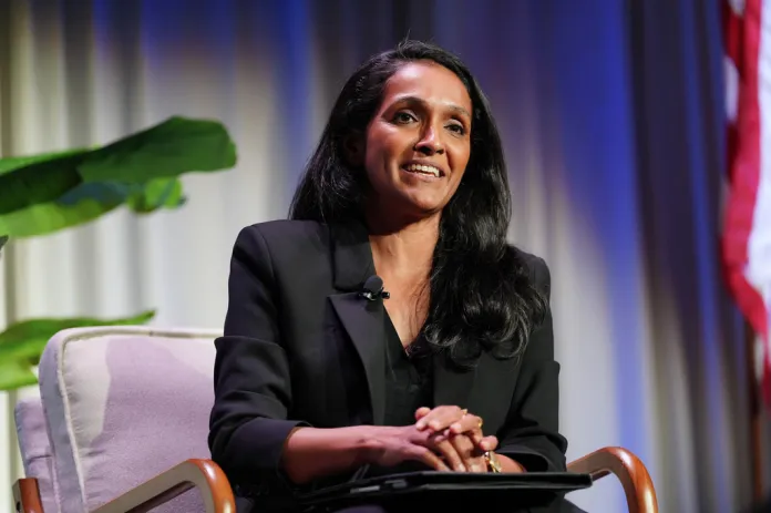 Los Angeles mayoral candidate Nithya Raman attends the Jewish Los Angeles Mayoral Forum at Skirball Cultural Center in Los Angeles, Tuesday, Sept. 29, 2026.