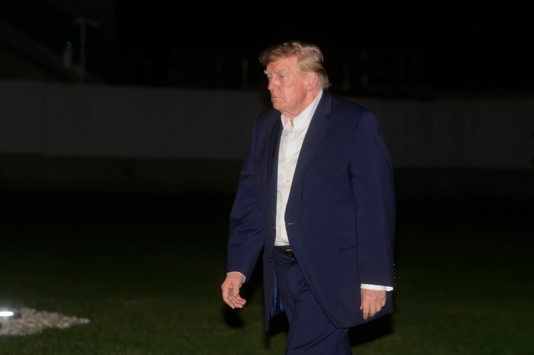 President Donald Trump arrives on Marine One on the South Lawn of the White House, Friday, Oct. 2, 2026, in Washington.